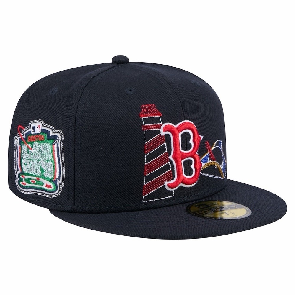 New Era 59FIFTY Boston Red Sox State Stitch Blue Fitted Hat Cap Mens Size‎ 7 1/4